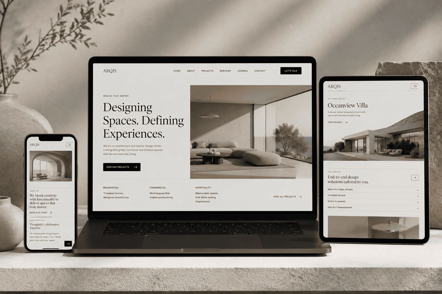 Responsive website design on various devices.